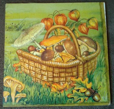Obrázok košík plný hríbov, 