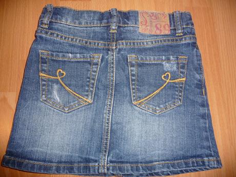 Rifľová sukňa so všitými tmavomodrými kraťaskami, 122