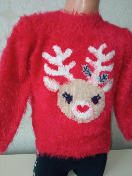 Dievčenský huňatý sveter so sobom (98), 98