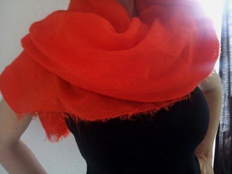 Dámska štýlová žiarivá oranžová šatka, šál h&m, h&m