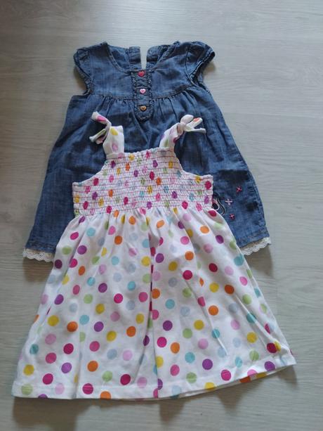 2x letné šaty + legíny 9-12 mesiacov, 86–98