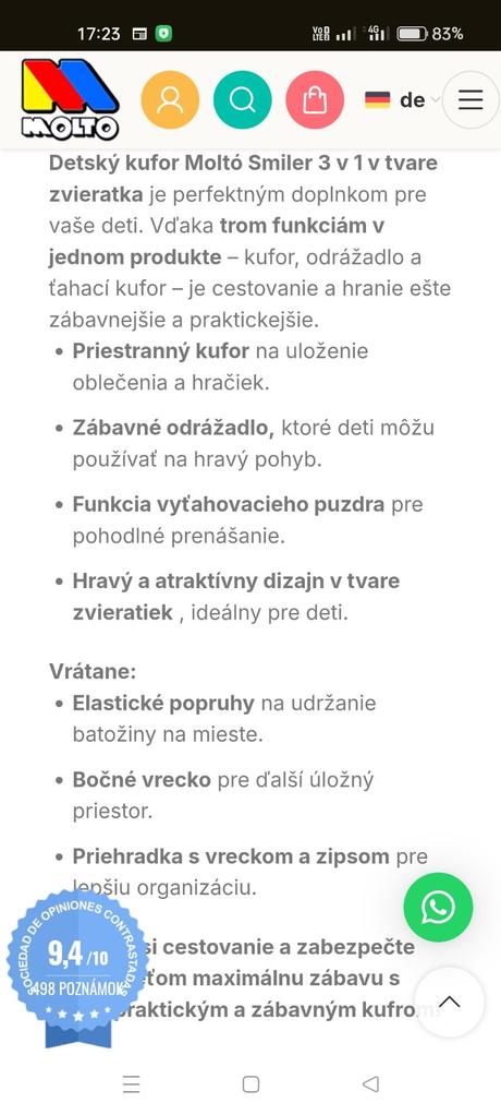 Kolieskový kufor/odrážadlo molto, 