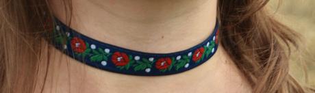 Folklórny, ľudový náhrdelník , chocker, folk, 