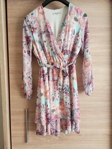 Letné šaty kvety šifon dlhý rukáv oslava,