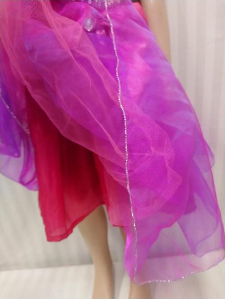 3dielny ružové šaty čelenka závoj palička, 116-134,