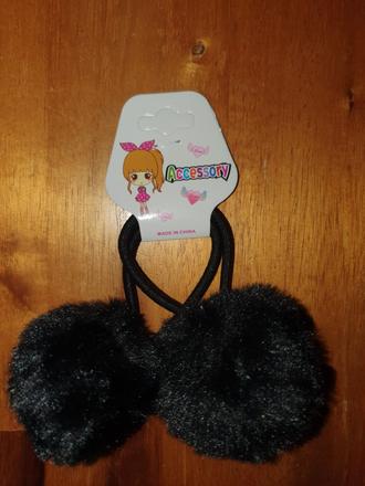 Gumicka na vlasy brmbolce cierna 2ks, 