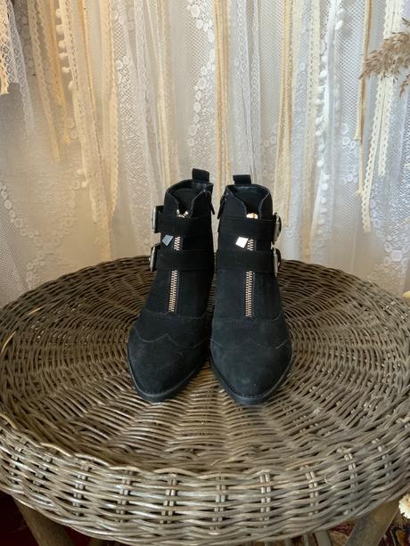 Topanky z brusenej kože na zips, zara,36