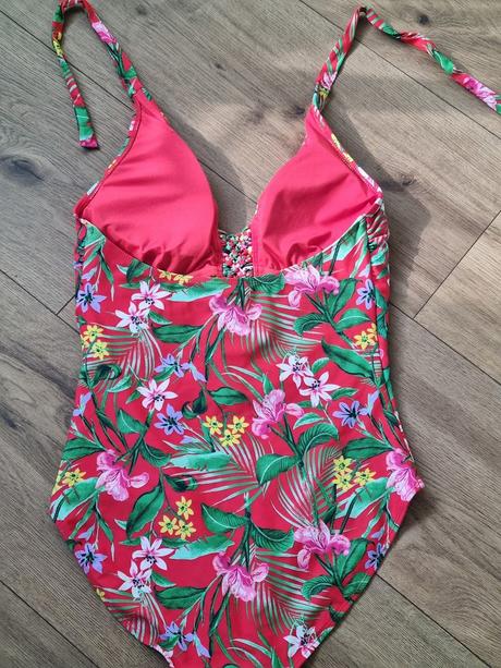 Jahodovočervené celé plavky f&f veľ. 40, f&f,40