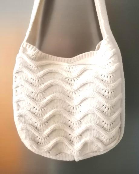 Štrikovaná kabelka, svetlá béžová, nová, 