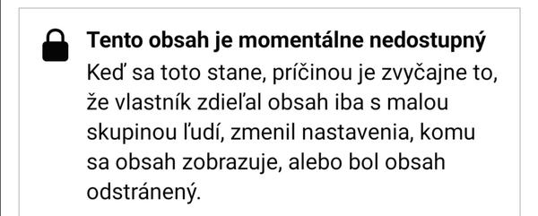 Facebook - tento obsah je momentálne nedostupný