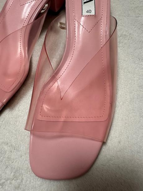 Vinylové ružové sandálky na podpätku zn. zara, zara,40