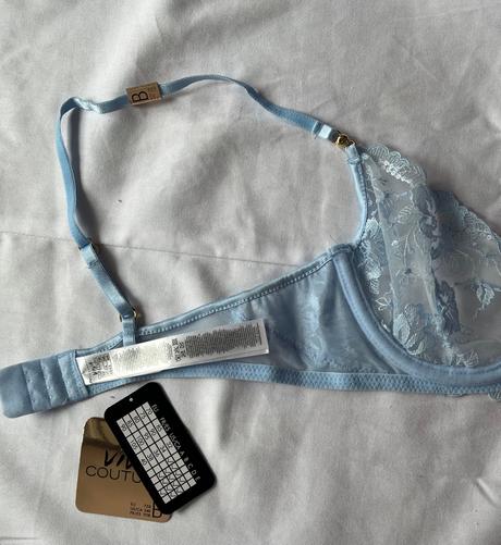 Nová bledomodrá čipkovaná podprsenka, 75 b, 75b