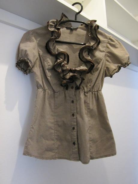 Hnedo-bezova bluzka s volanmi, tally weijl,36