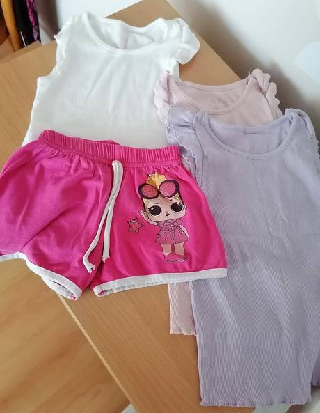 3x tričko 116 + kraťasky 110, f&f,116