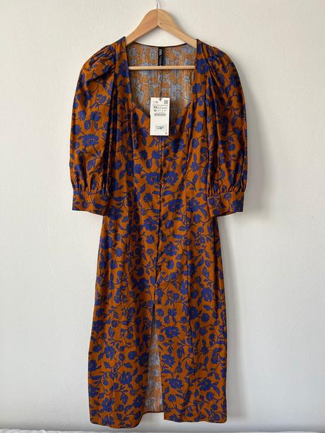 Zara kvetinové šaty s nafúknutými rukávmi, zara,xs