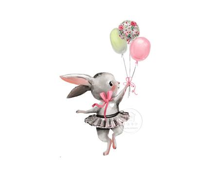 Nálepka na stenu - zajačik s balónikmi, 
