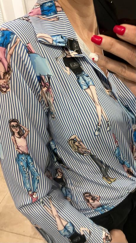 Dámska vzorovaná a pásikavá košeľa (uni), l / m / s