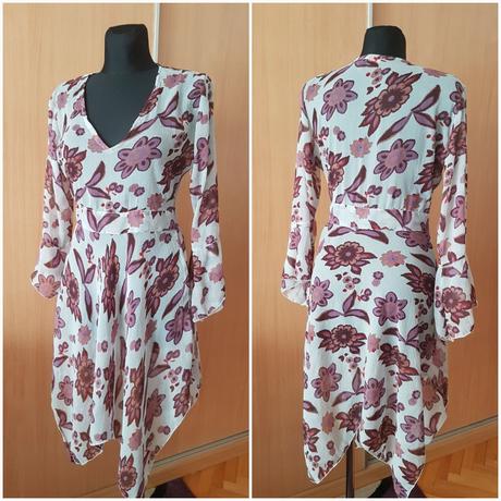 Priehľadné kvetované italy šaty vel.m, m