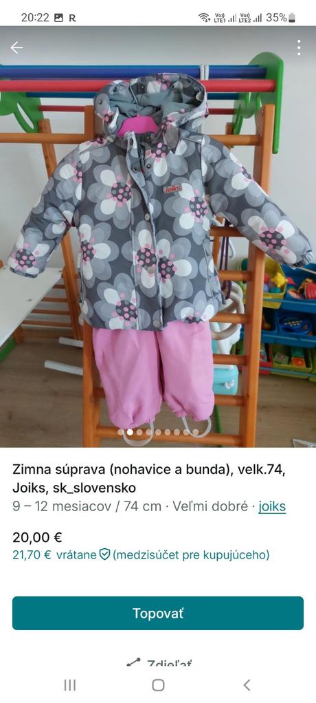 Zimná súprava (oteplovacky a bunda) velk.74, joiks, 74