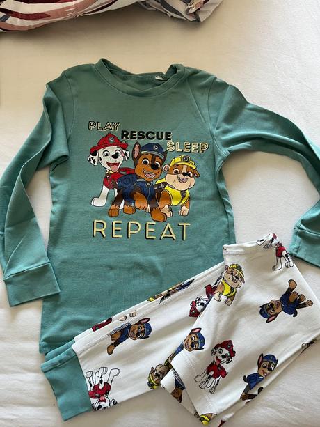 Pyzamo hm 122/128 na doma 2x plus 2 vrchne diely, h&m,128