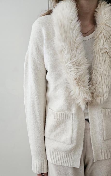 Predĺžený sveter - kardigan s kožušinou, f&f,158