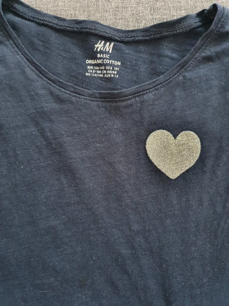 Tmavomodré šaty so srdiečkom, h&m,134