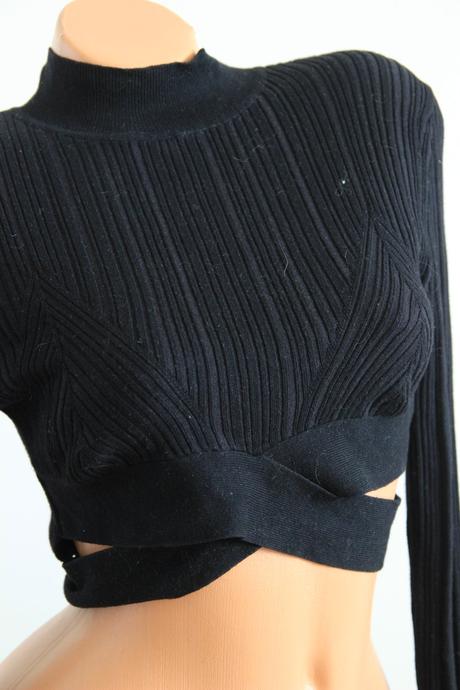 Čierny crop top, m, m