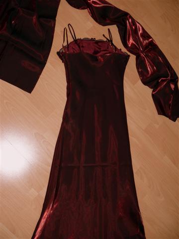 Nádherné slávnostné šaty so šálom - bordové, 36