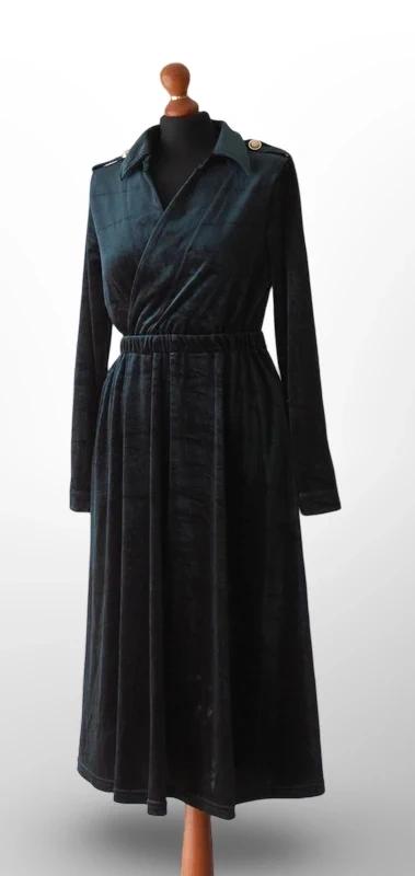 Elegantné smaragdovo zelené zamatové šaty, timeout,m