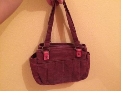 Malá tmavoružová džínsová kabelka, 