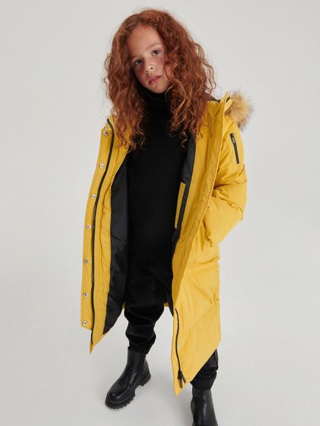 Prešívaná predĺžená bunda s kožušinou reserved, reserved,116 / 122 / 158 / 164