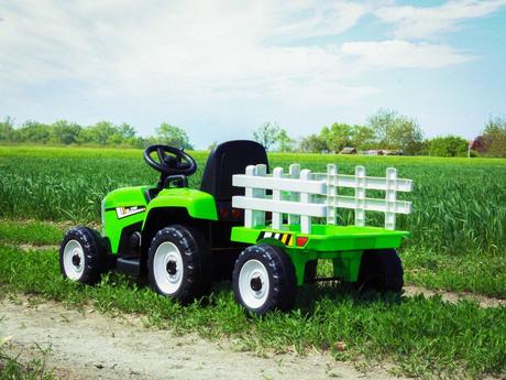 Elektrický traktor workers s vlečkou červený,