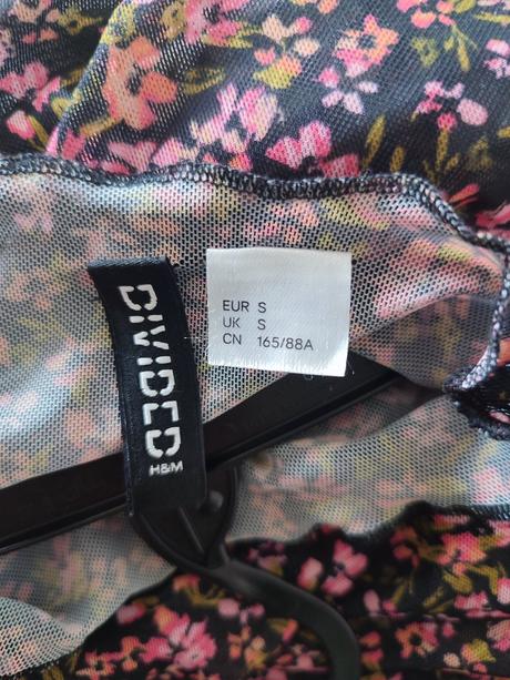 Priesvitný, kvietkovaný top, h&m,s
