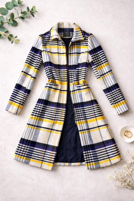 Elegantný károvaný kabát, esmara,xs