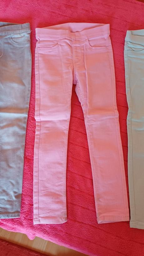 Džegínsy 1ks za 2eur-sivé,mätové,ružové, h&m,104