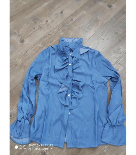 Modra bluzka s volanikmi, l / m