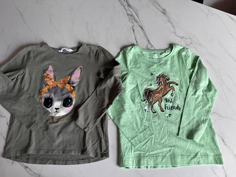 2x nové trička 122-128 hm a topolino dievčenské, h&m,128