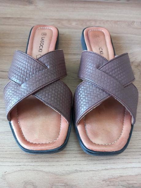 Hnedé kožené šľapky lasocki 39, lasocki,39