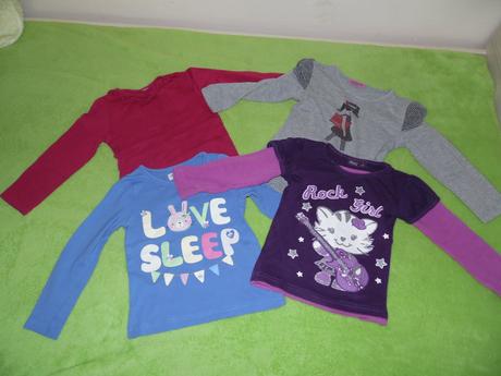 Dievčenské tričká s dlhými rukávmi, veľkosť 92/98, 92