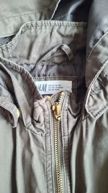 Khaki  jarná/jesenná bunda h&m s aplikáciou, h&m,128