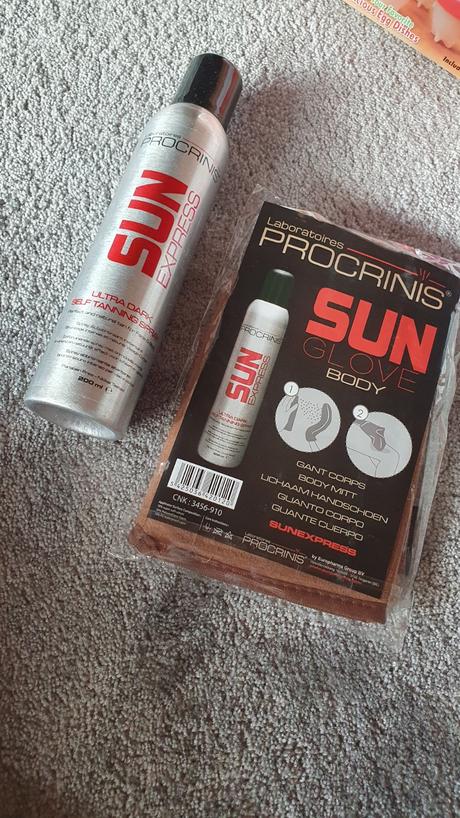 Samoopalovací sprej a rukavica sun express procrin,