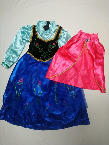 Kostým anna šaty pelerína, mega set, vlasy,116-130,