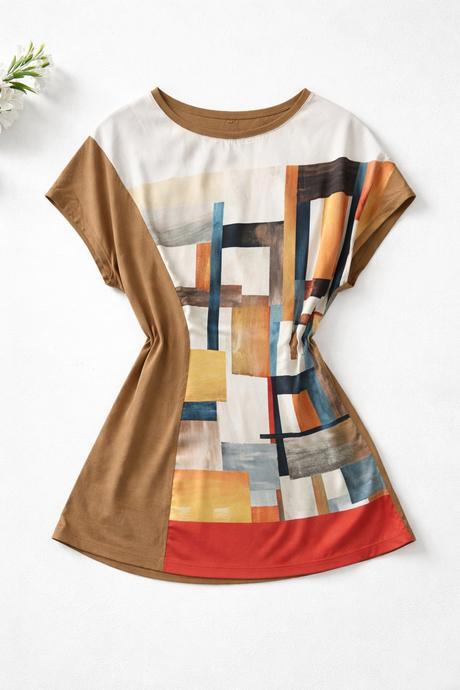 Dámske tričko s geometrickým vzorom, l