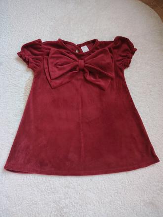 Bordové velúrove šaty s krátkym rukávom, h&m,92