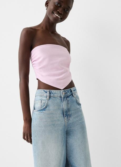 Ľanový bandeau top bershka xs, bershka,xs