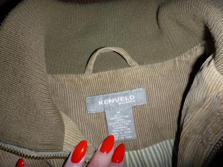 Dámska olivová manchestrová bunda kenvelo, kenvelo,m