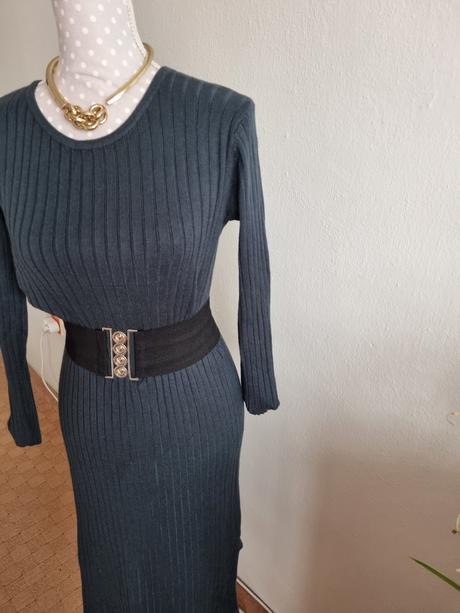 Fľaškovozelené pletené šaty m/l, m