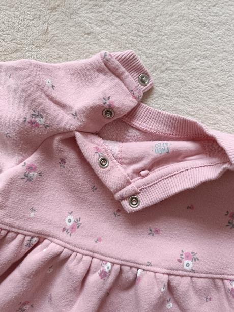 Teplejšie mikinové ružové šaty s malými kvetmi, f&f,68