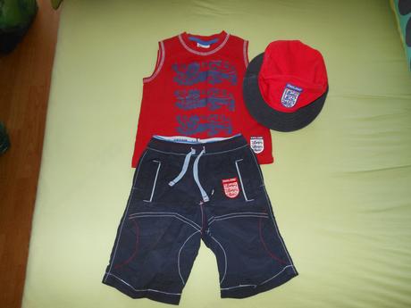 4ks tričko, tielko, kraťasy a klobúk england 86/92, 86