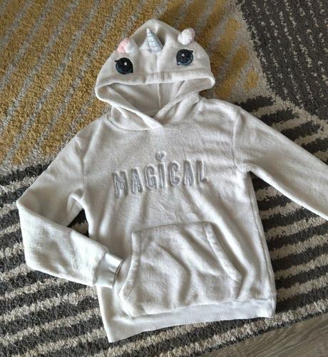 Flísová jednorožcová mikinka 134/140, h&m,134